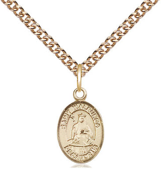 14kt Gold Saint Walburga Medal Engraved Catholic Saint Jewelry