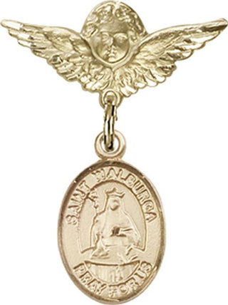 14kt Gold Filled Small Angel w/Wings St. Walburga Baby Badge - Engravable