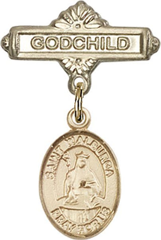 14kt Gold Filled Godchild St. Walburga Baby Badge - Engravable