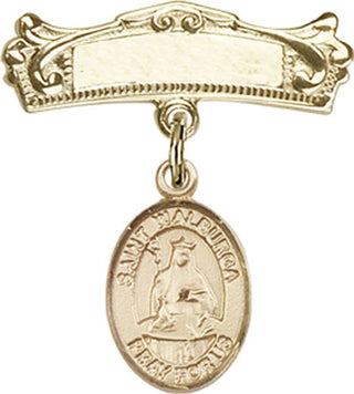 14kt Gold Badge Pin St. Walburga Baby Badge - Engravable