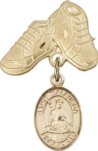 14kt Gold Baby Boots St. Walburga Baby Badge - Engravable