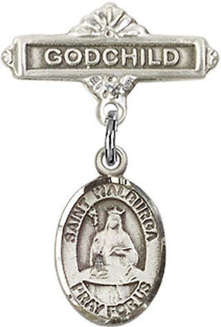 Sterling Silver Godchild St. Walburga Baby Badge - Engravable