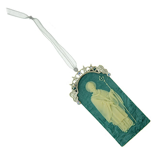 Silver-Tone and Crystal AB Saint Patrick Cameo Ornament