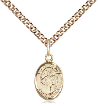 14kt Gold Saint Ursula Medal Engraved Catholic Saint Jewelry