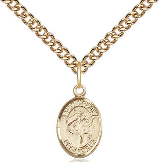 14kt Gold Saint Ursula Medal Engraved Catholic Saint Jewelry