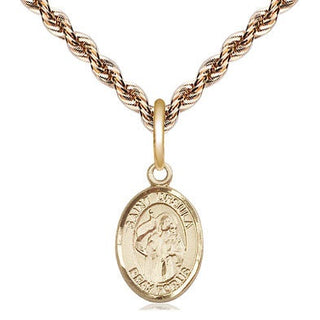 14kt Gold Saint Ursula Medal Engraved Catholic Saint Jewelry