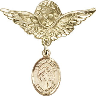 14kt Gold Filled Large Angel w/Wings St. Ursula Baby Badge - Engravable