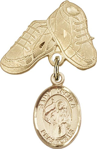14kt Gold Filled Baby Boots St. Ursula Baby Badge - Engravable