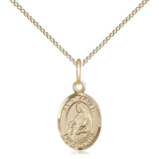 14kt Gold Saint Agnes of Rome Medal Engraved Catholic Saint Jewelry