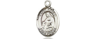 Pewter Saint Agnes of Rome Medal Engraved Catholic Saint Jewelry