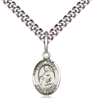 Pewter Saint Agnes of Rome Medal Religious and Catholic Jewelry Engraved Catholic Saint Jewelry