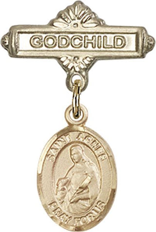 14kt Gold Godchild St. Agnes of Rome Baby Badge - Engravable
