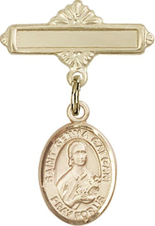 14kt Gold Filled Polished Badge Pin St. Gemma Galgani Baby Badge - Engravable