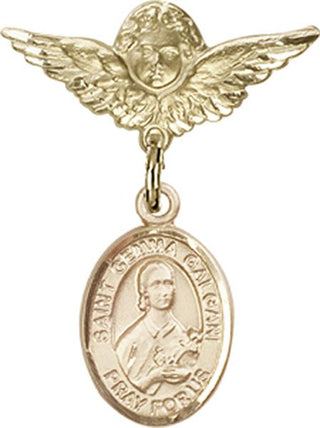 14kt Gold Filled Small Angel w/Wings St. Gemma Galgani Baby Badge - Engravable