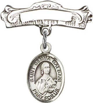 Sterling Silver Badge Pin St. Gemma Galgani Baby Badge - Engravable