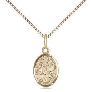 14kt Gold Saints Cosmas & Damian Medal Engraved Catholic Saint Jewelry
