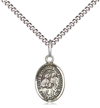 Pewter Saints Cosmas & Damian Medal Religious and Catholic Jewelry Engraved Catholic Saint Jewelry