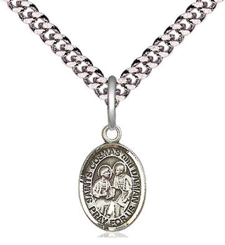 Pewter Saints Cosmas & Damian Medal Religious and Catholic Jewelry Engraved Catholic Saint Jewelry