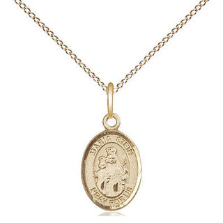 14kt Gold Maria Stein Medal Engraved Catholic Saint Jewelry