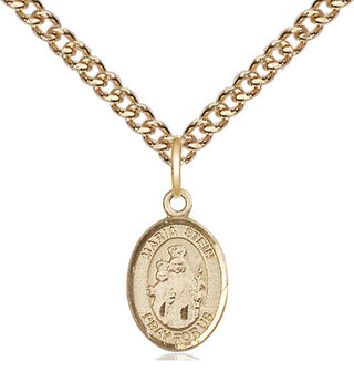 14kt Gold Maria Stein Medal Engraved Catholic Saint Jewelry