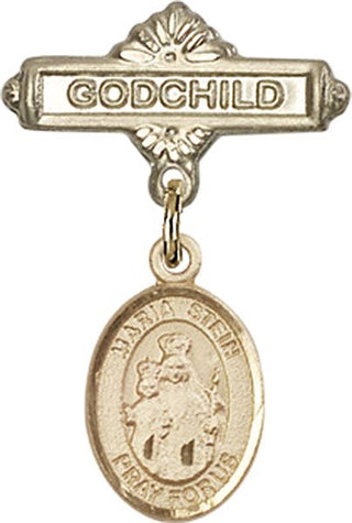 14kt Gold Filled Godchild Maria Stein Baby Badge - Engravable