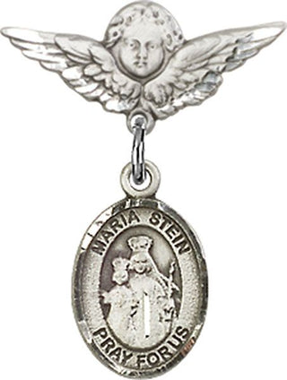 Sterling Silver Small Angel w/Wings Maria Stein Baby Badge - Engravable