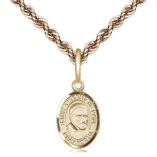 14kt Gold Saint Vincent de Paul Medal Engraved Catholic Saint Jewelry