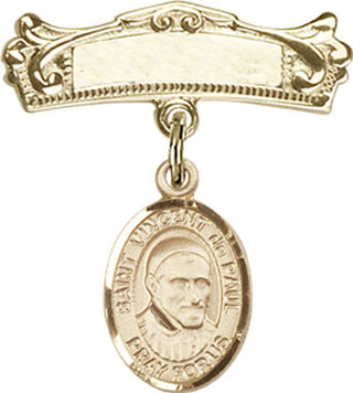 14kt Gold Badge Pin St. Vincent de Paul Baby Badge - Engravable