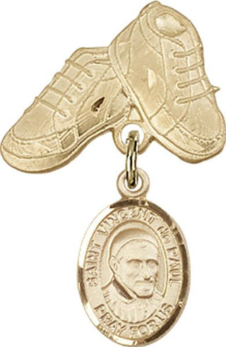 14kt Gold Baby Boots St. Vincent de Paul Baby Badge - Engravable
