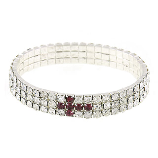 Silver-Tone Purple Rhinestone Cross Stretch Bracelet