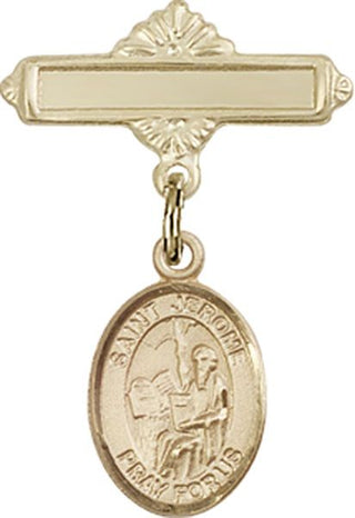 14kt Gold Filled Polished Badge Pin St. Jerome Baby Badge - Engravable
