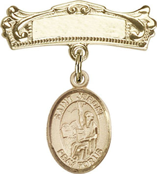 14kt Gold Filled Badge Pin St. Jerome Baby Badge - Engravable