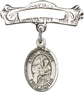 Sterling Silver Badge Pin St. Jerome Baby Badge - Engravable