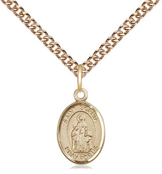14kt Gold Saint Sophia Medal Engraved Catholic Saint Jewelry