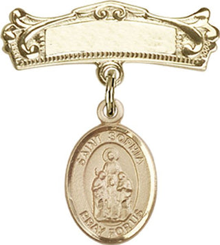 14kt Gold Filled Badge Pin St. Sophia Baby Badge - Engravable