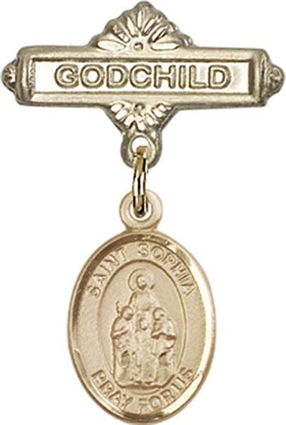 14kt Gold Godchild St. Sophia Baby Badge - Engravable