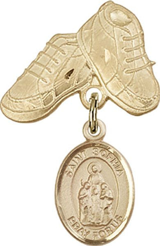 14kt Gold Baby Boots St. Sophia Baby Badge - Engravable