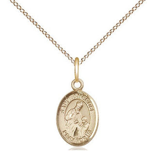 14kt Gold Saint Ambrose Medal Engraved Catholic Saint Jewelry