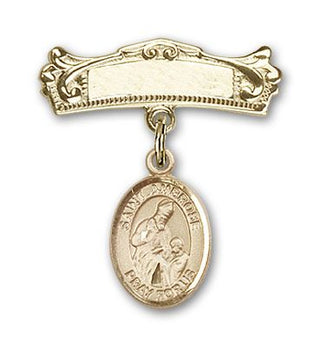 14kt Gold Filled Badge Pin St. Ambrose Baby Badge - Engravable