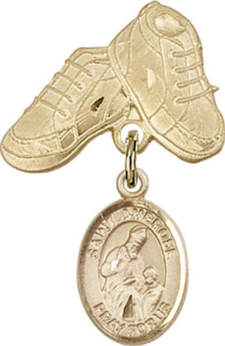 14kt Gold Filled Baby Boots St. Ambrose Baby Badge - Engravable