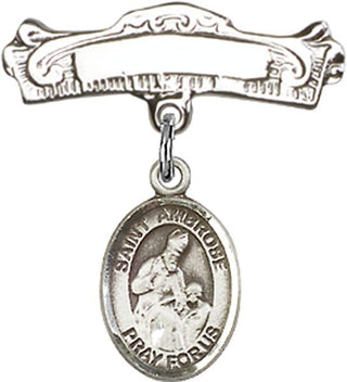 Sterling Silver Badge Pin St. Ambrose Baby Badge - Engravable