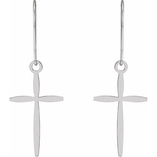 14K White Cross Earrings