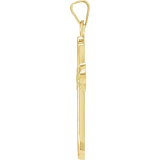 14K Yellow 33.8x17.7 mm Hollow Cross Pendant 