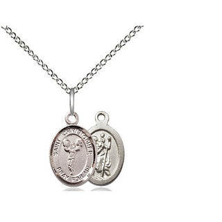 Sterling Silver Saint Christopher Cheerleading Medal Religious and Catholic Jewelry