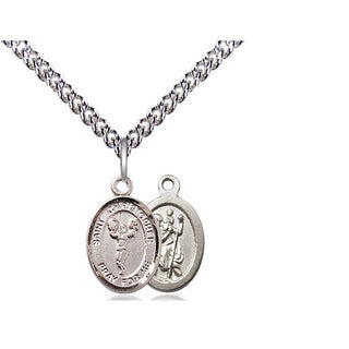 Sterling Silver Saint Christopher Cheerleading Medal Religious and Catholic Jewelry