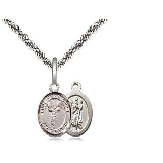 Sterling Silver Saint Christopher Cheerleading Medal Religious and Catholic Jewelry