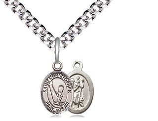 Pewter Saint Christopher Gymnastics Medal Religious and Catholic Jewelry