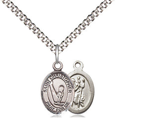 Pewter Saint Christopher Gymnastics Medal Religious and Catholic Jewelry