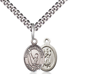 Pewter Saint Christopher Gymnastics Medal Religious and Catholic Jewelry