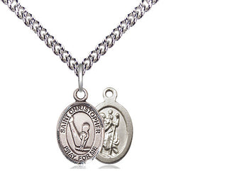 Sterling Silver Saint Christopher Gymnastics Medal Religious and Catholic Jewelry
